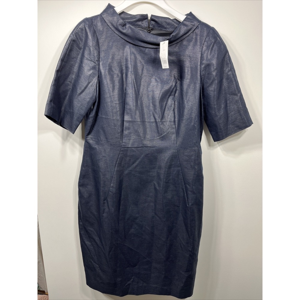 Banana Republic Wonens Dark Navy Dress Sz 14 Short Sleeves Cowl Neck Festival‎